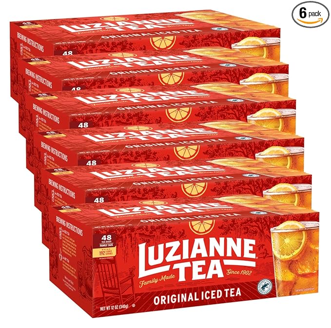Luzianne Unsweetened Iced Tea Bags, Family Size, 48ct Box (Pack of 6)