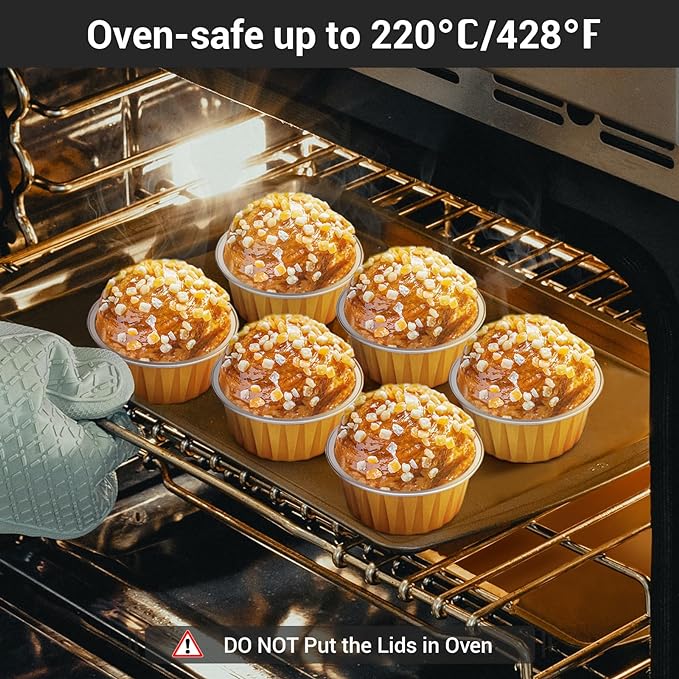 EUSOAR Gold Cupcake Liners and Sporks Disposable, 60pcs 5oz Disposable Aluminum Creme Brulee Muffin