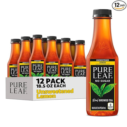 Pure Leaf Iced Tea, Unsweetened Lemon, Real Brewed Tea, Zero Sugar & Zero Calories, 18.5 Fl Oz