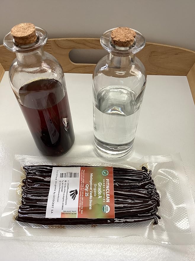 25 Organic Madagascar Vanilla Beans Grade A for Extract, Cooking and Baking by FITNCLEAN VANILLA|