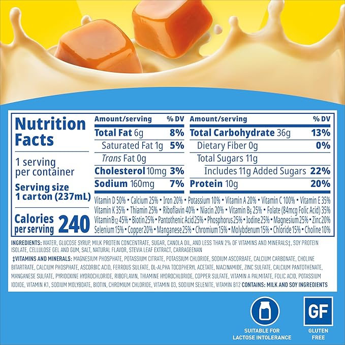 Carnation Breakfast Essentials Original Nutritional Drink, New Caramel Flavor, Ready-to-Drink, 10g