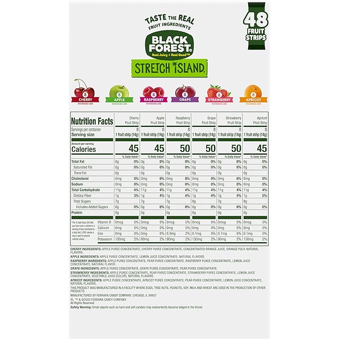 Black Forest, Stretch Island, Fruit Strips, Cherry, Apple, Raspberry, Grape, Strawberry, and