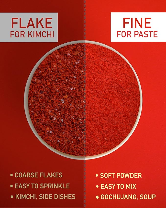 Taekyung Chili Powder For Paste (Fine, 1LB) - Korean Gochugaru. Red Pepper Spice Seasoning for