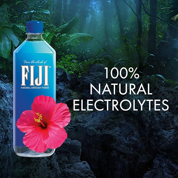 FIJI Natural Artesian Bottled Water 1 Liter / 33.8 Fl Ounce (Pack of 12) - 100% Natural Electrolytes