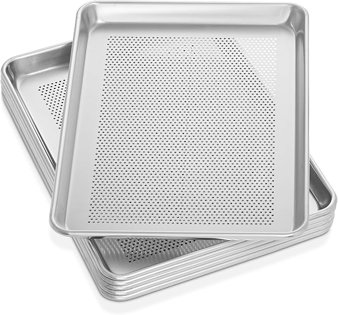 GRIDMANN 13" x 18" Commercial Grade Perforated Aluminum Baking Sheet Pan, Half Size Baking Tray - 6