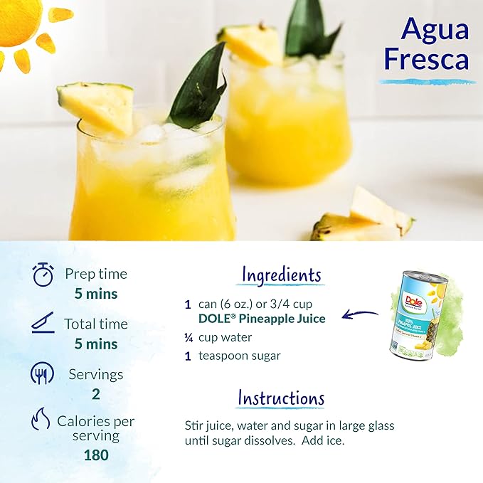 Dole 100% Pineapple Juice, 100% Fruit Juice with Added Vitamin C, 8.4 Fl Oz Cans, 24 Total Cans