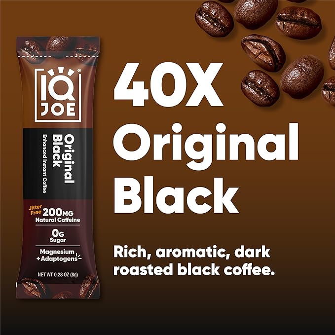 IQJOE Mushroom Coffee Packets (40 Servings) Lion’s Mane, Magtein Magnesium, Antioxidants