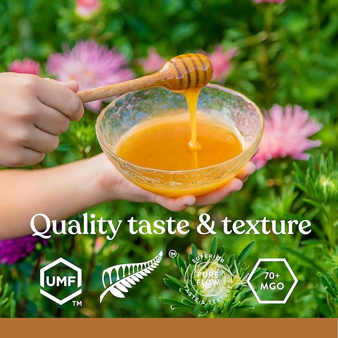 100% Pure New Zealand Honey - MGO 70+ Monofloral Mānuka Honey, 100% Pure New Zealand Raw Mānuka