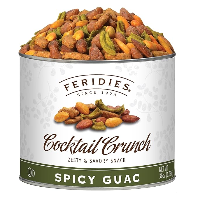 FERIDIES Gourmet Cocktail Crunch Spicy Guac Snack Mix for Adults with Tangy Buffalo and Guacamole