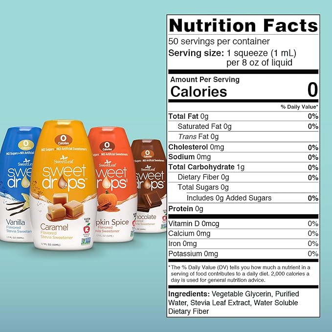 SweetLeaf Sweet Drops - Stevia Liquid Variety Pack, Chocolate, Caramel, Vanilla, Pumpkin Spice