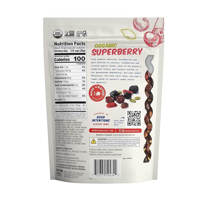 Made In Nature Organic Superberry Fruit Fusion, 10 Ounce (Pack of 1) ??Fruit and Nut Trail Mix