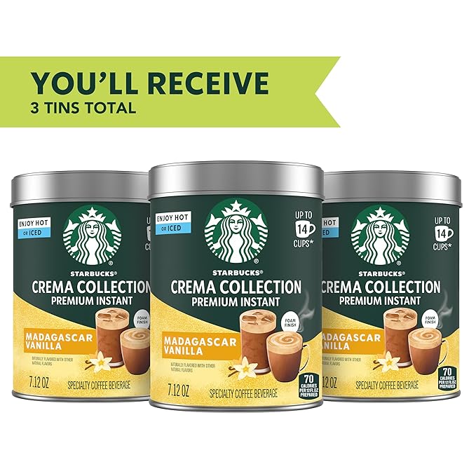Starbucks Crema Collection Premium Instant Madagascar Vanilla Flavored Instant Coffee, 100% Arabica