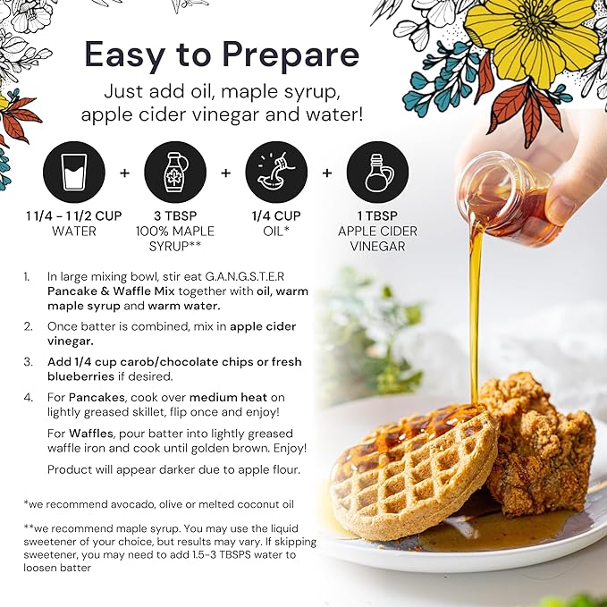 eat G.A.N.G.S.T.E.R. Vegan Pancake & Waffle Mix - Allergy-Friendly Baking Mix, Grain-Free, No
