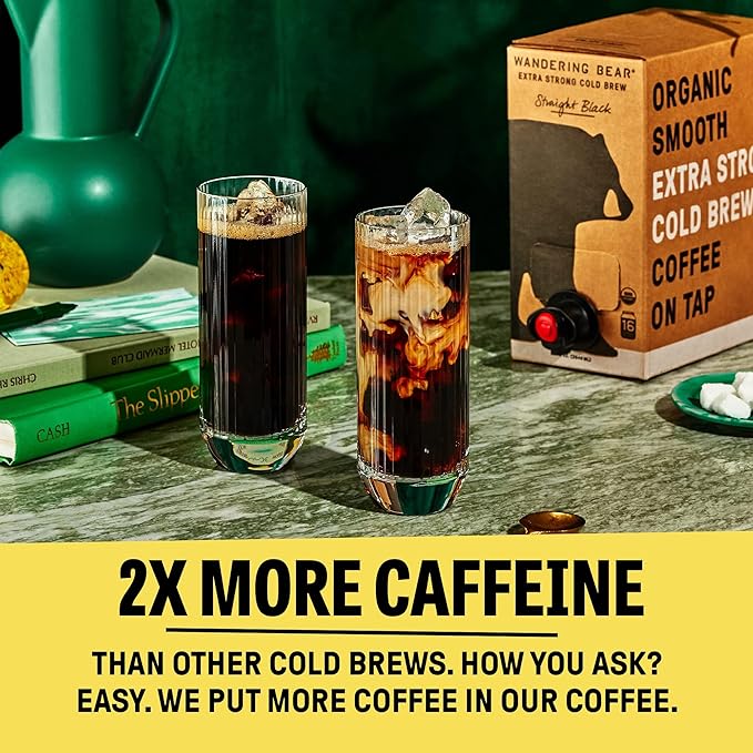 Wandering Bear Organic Caramel Cold Brew Coffee On Tap, 96 fl oz - Extra Strong, Bold, Smooth
