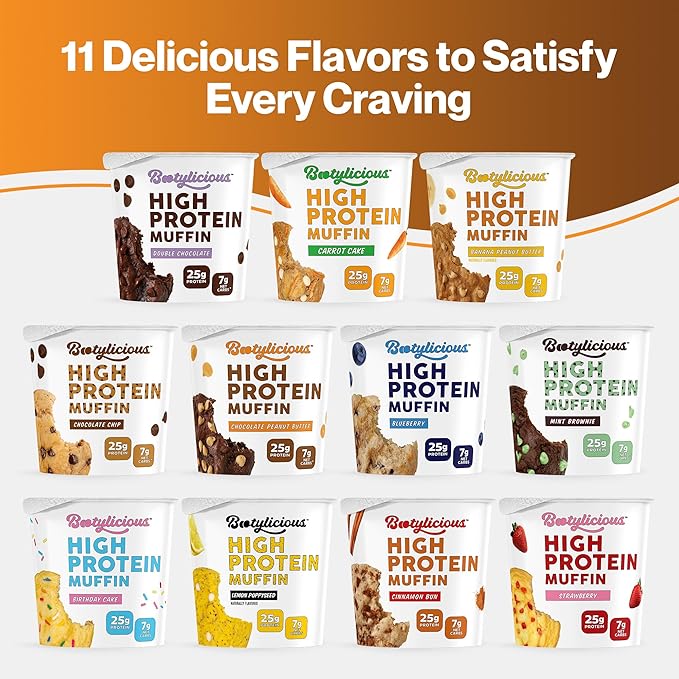 Bootylicious | High-Protein Muffin | 25g Protein, 7g Net Carbs, Low Glycemic Index, 12-Pack