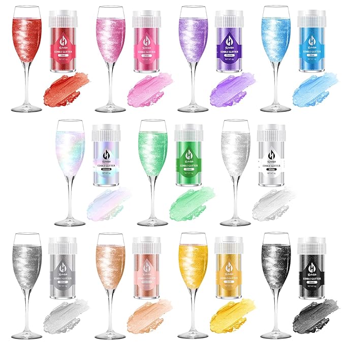 Red Edible Glitter ??6g Luster Dust Drink Glitter, Food Grade Shimmer Powder for Cocktails, Cakes
