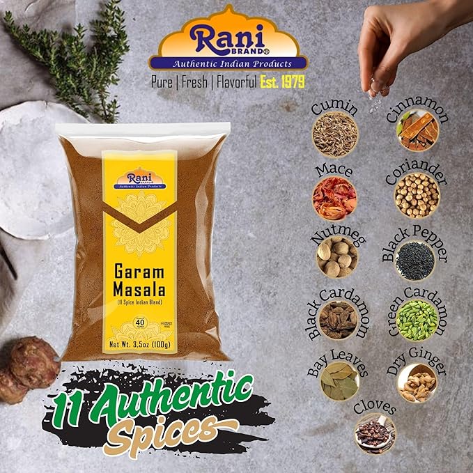 Rani Garam Masala Indian 11-Spice Blend 3.5oz (100g) ~ All Natural, Salt-Free | Vegan | No Colors |