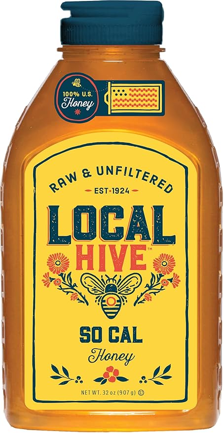 Local Hive Southern California Raw Unfiltered Honey – 32 oz, 100% Pure US Honey, Sourced from