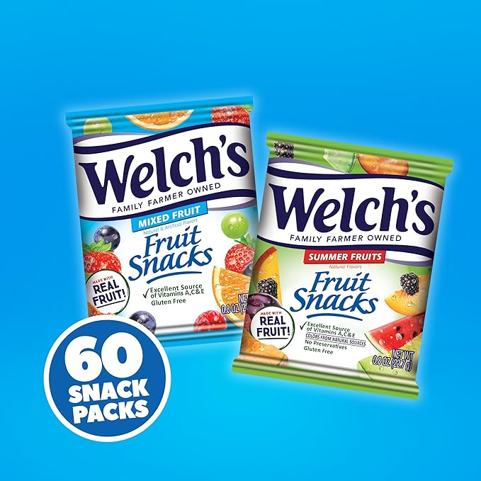 Welch's Fruit Snacks, Mixed Fruit & Summer Fruits Variety Pack, Great for School Lunches, Bulk