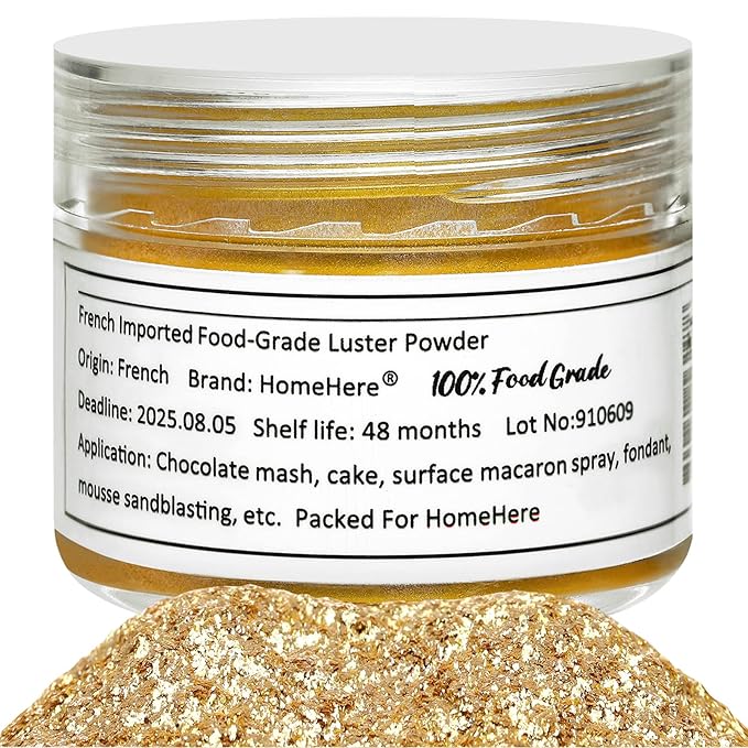 HomeHere Edible Luster Dust Food-Grade Glimmer Powder Glitter for Cake Decorating 7g, Disco Diamond