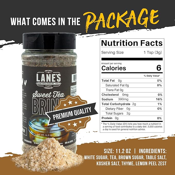 Lane's Sweet Tea Turkey Brine, All-Natural Sweet Chicken Brine for Turkey, Goes Well with Pork