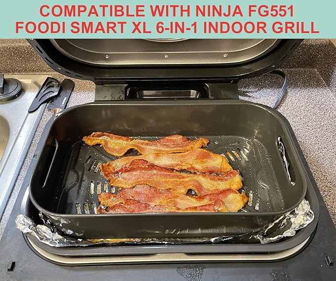 Air Fryer Basket & Paper Liner for Ninja FG551 Foodi Smart XL 6-in-1 Indoor Grill,Non-Stick Air