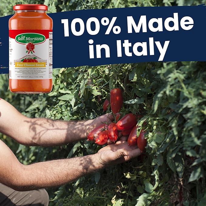 La San Marzano Four Cheese Sauce, 24 oz, Pasta Sauce Made in Italy, All Purpose Tomato Premium