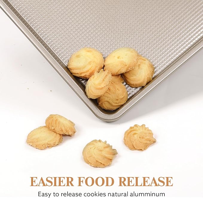 2 Piece Professional Baking Pan Set, Nonstick Bakeware Set, Heavy Duty Thick Cookie Sheets for