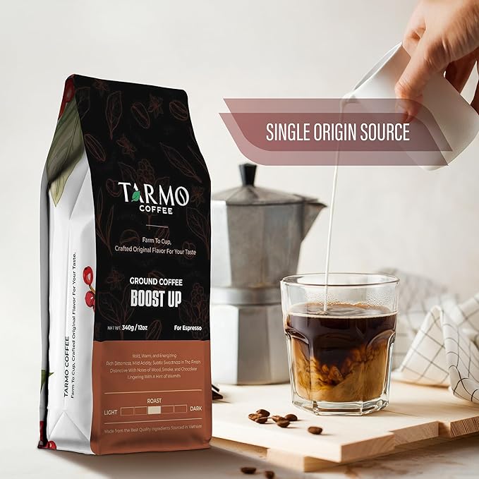 TARMO -BOOST UP | Low Acid ARABICA & ROBUSTA BLEND Ground Coffee | Specialty Vietnamese Coffee |