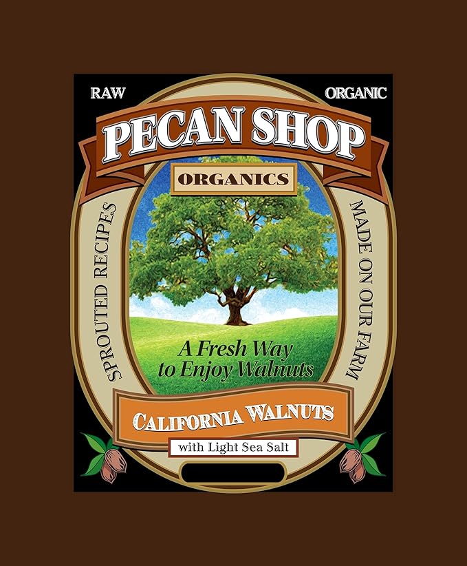 Pecan Shop Sprouted Organic Raw California Walnuts, High Halves Count, Lightly Sea Salted, 20 Pound
