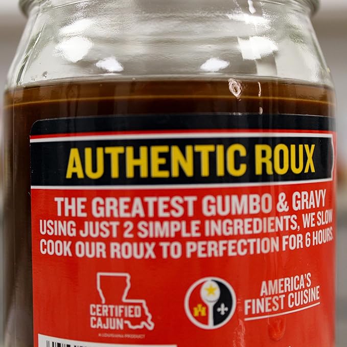 Ragin' Cajun Authentic Roux - 16 oz Jar, No MSG - Louisiana Cajun Base for Gumbo, Stews & Gravies