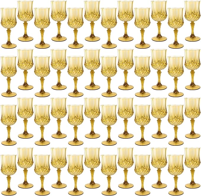 Plastic Wine Glasses，Plastic Goblets Vintage Style Cordial Drinking Glasses for Wedding Reception