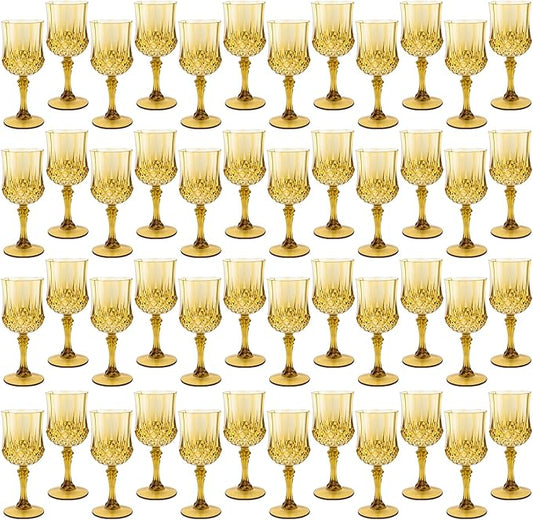 Plastic Wine Glasses，Plastic Goblets Vintage Style Cordial Drinking Glasses for Wedding Reception