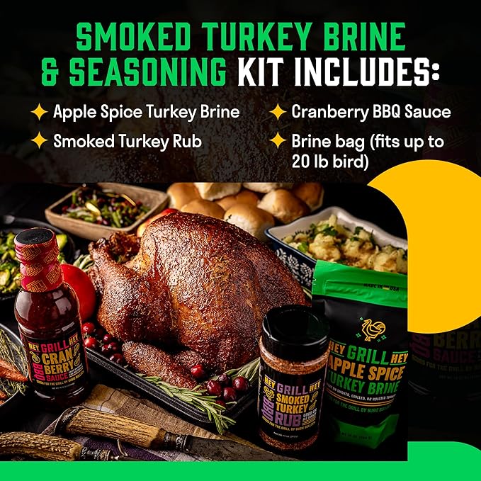Hey Grill Hey | Turkey Brine Kit | | Includes Apple Spice Brine, Smoked Turkey Rub, and Cranberry