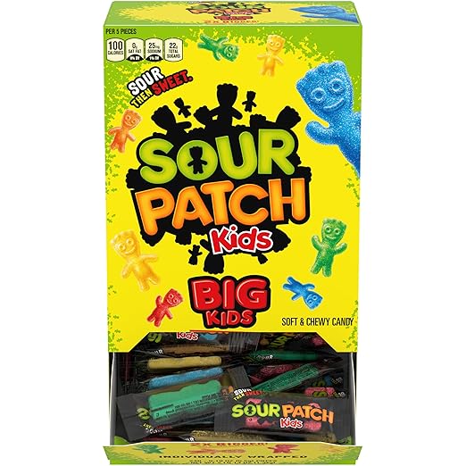 SOUR PATCH KIDS Big Kids Individually Wrapped Soft & Chewy Candy, Bulk Candy, School Snacks, 240