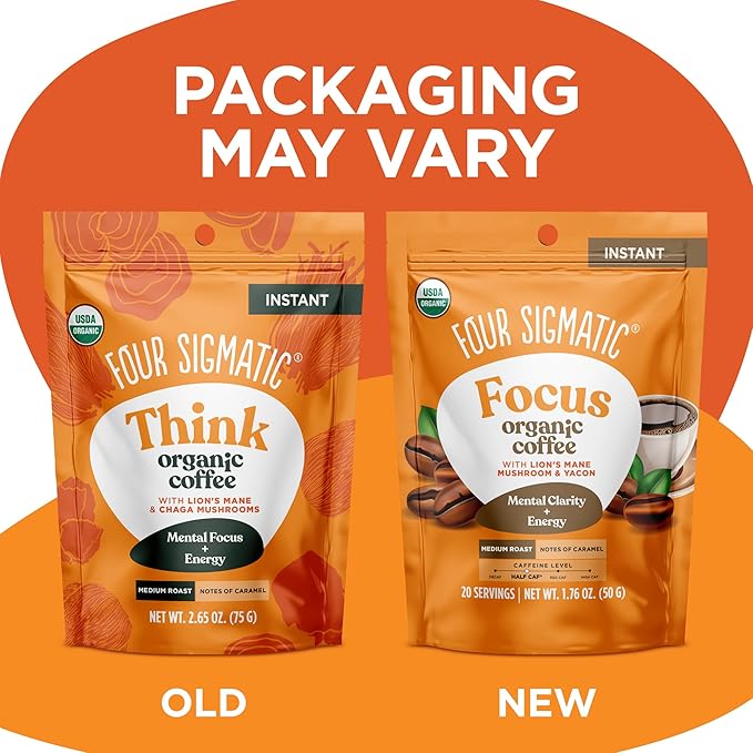 Four Sigmatic Organic Mushroom Coffee | Instant Mushroom Coffee Mix with Lion's Mane, Chaga and