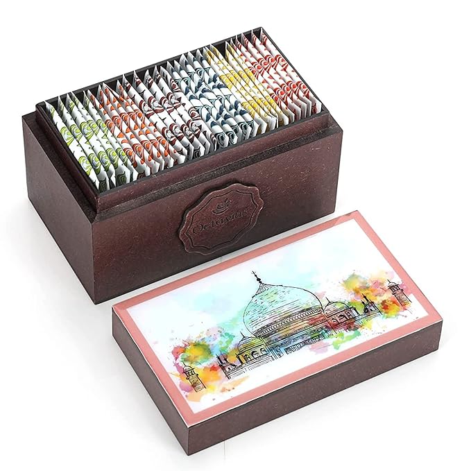 Octavius Assorted Tea Gift Set | 6 Assorted Black & Green Teas | 30 Teabags | Wooden Tea Sampler