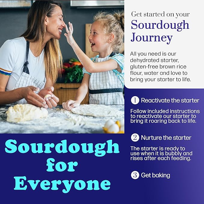 Gluten Free Sourdough Starter - 100+ Year Old Dehydrated Heirloom Style Sourdough Starter Kit for