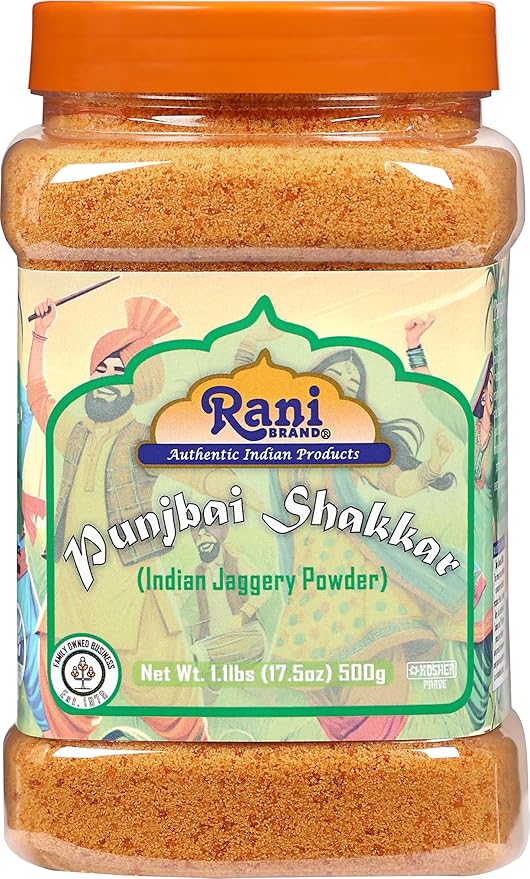 Rani Punjabi Shakkar (Gur Jaggery Powder) Indian Unrefined Raw Cane Sugar 17.5oz (1.1lbs) 500g PET