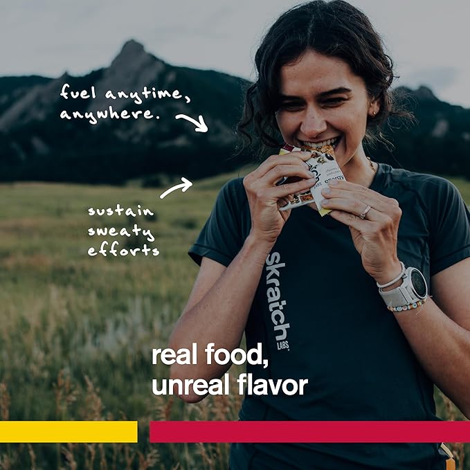 SKRATCH LABS Energy Bar | Raspberry + Lemon (12 pack) | Plant Based Healthy Snack | Low Sugar - 4g