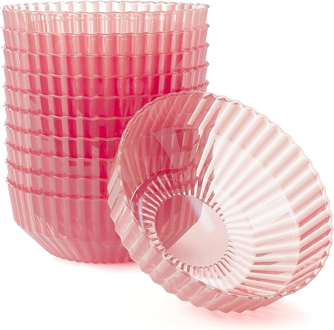 Exquisite Pink Plastic Bowls Disposable - 16 Oz - 20 Count - Disposable Soup Bowls - Great for