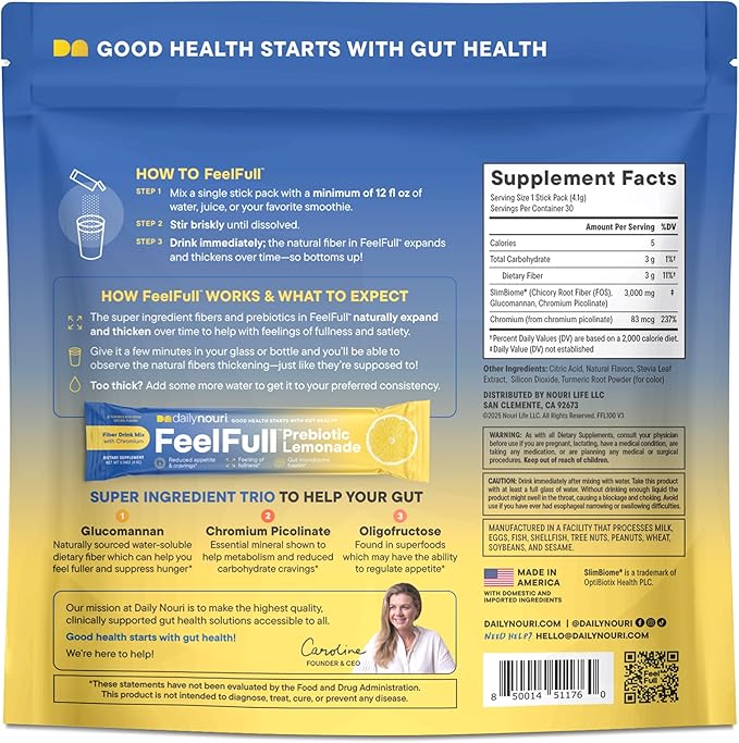 Daily Nouri FeelFull Prebiotic Fiber Drink Mix | Supports Natural Fullness, Appetite & Cravings