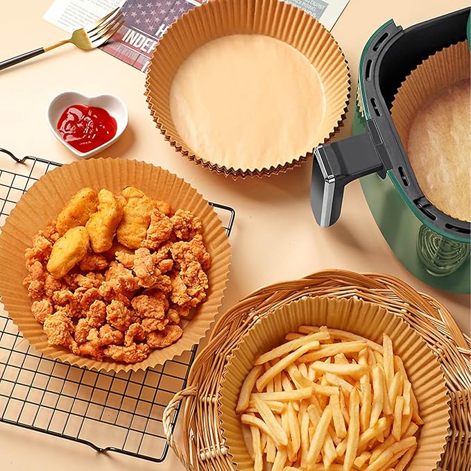 200Pcs Air Fryer Disposable Paper Liner, Round Non-Stick Air Fryer Liners Parchment Paper for