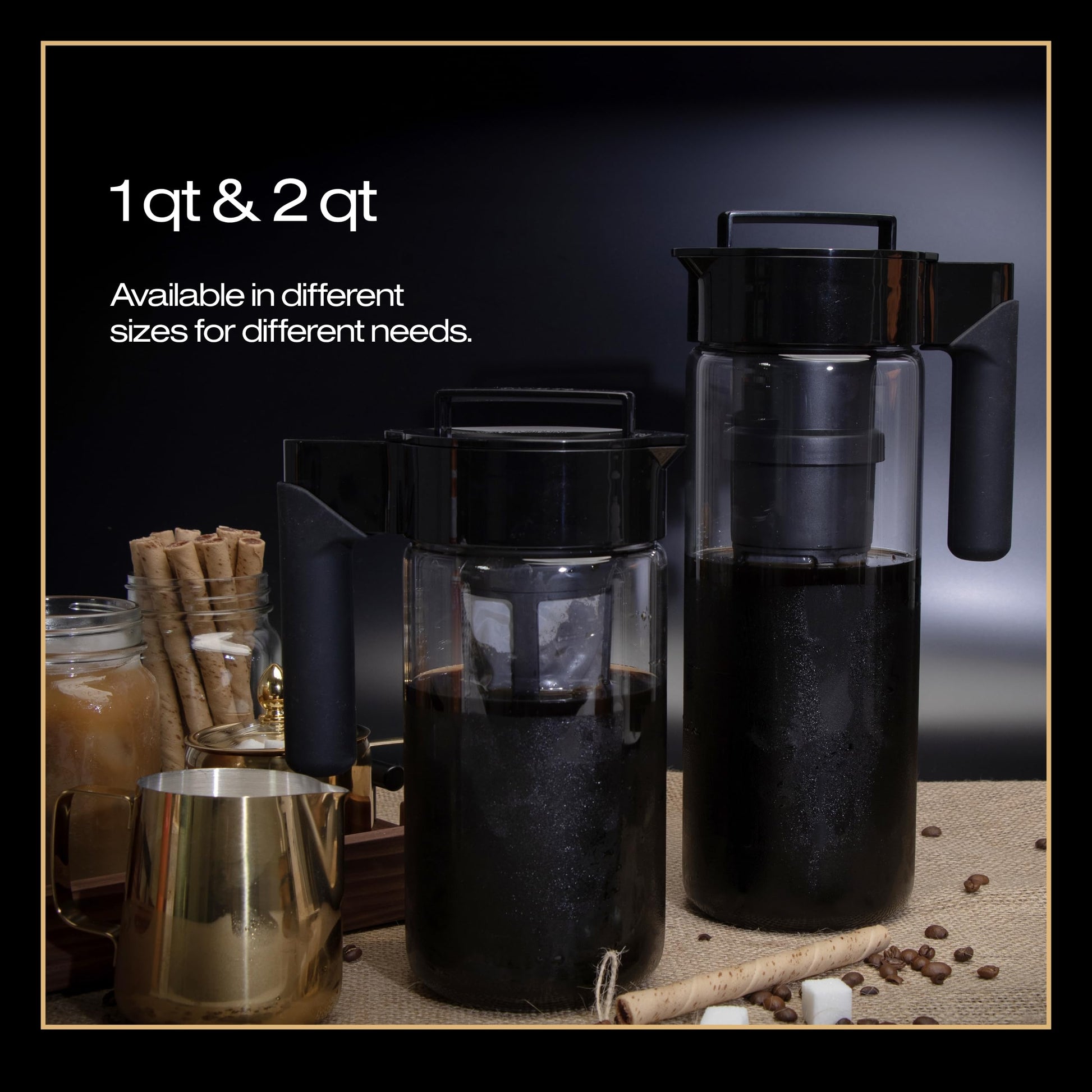 Takeya Glass Cold Brew Coffee Maker for Iced Coffee, Airtight Pitcher, Premium Quality, 2 Quart