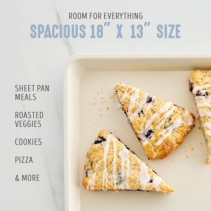 GreenLife Bakeware 18??x 13??Half Cookie Sheet Baking Pan, Non-Toxic PFAS-Free Healthy Ceramic