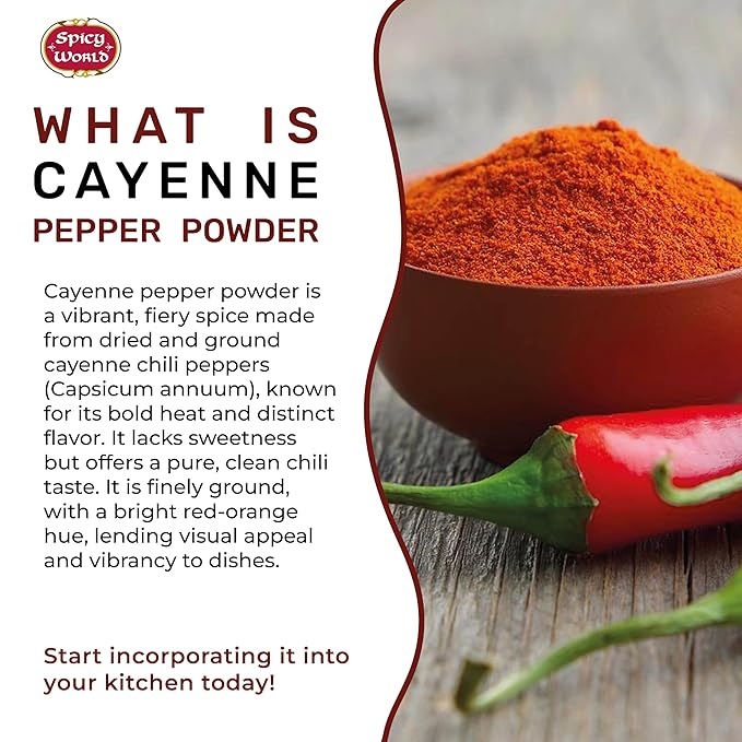 Spicy World Hot Cayenne Pepper Powder Bulk 5 LBS Jar - Red Ground Pepper 50,000 SHU Heat Unit