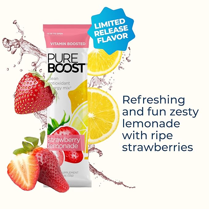 Pureboost Clean Energy Booster, Refreshing Energy Drink Mix with B12 Vitamins, Electrolytes