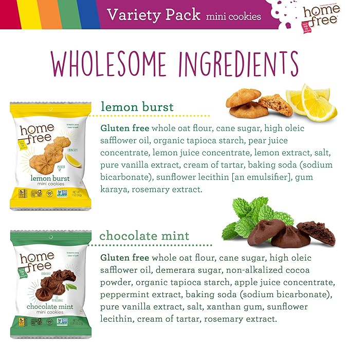 Homefree Mini Cookies Variety Pack, Gluten Free, Nut Free, Vegan, Cookie Snack Packs, School Safe