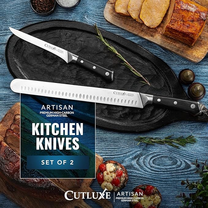 Cutluxe BBQ Carving Knife Set – Brisket Slicing and Boning Knife for Meat Cutting – Professional