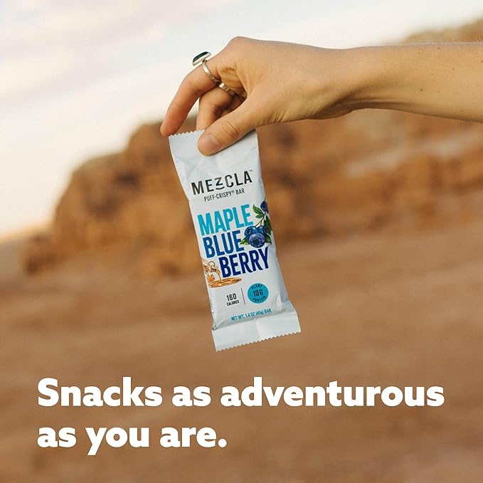 Mezcla Vegan Protein Bars, Gluten Free Snack Made with Pea Protein, Organic Vanilla, Blueberries